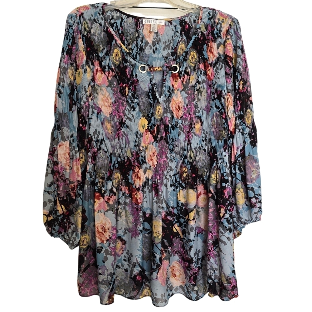 Spense Women Black Multicolor Floral Print Women's Blouse